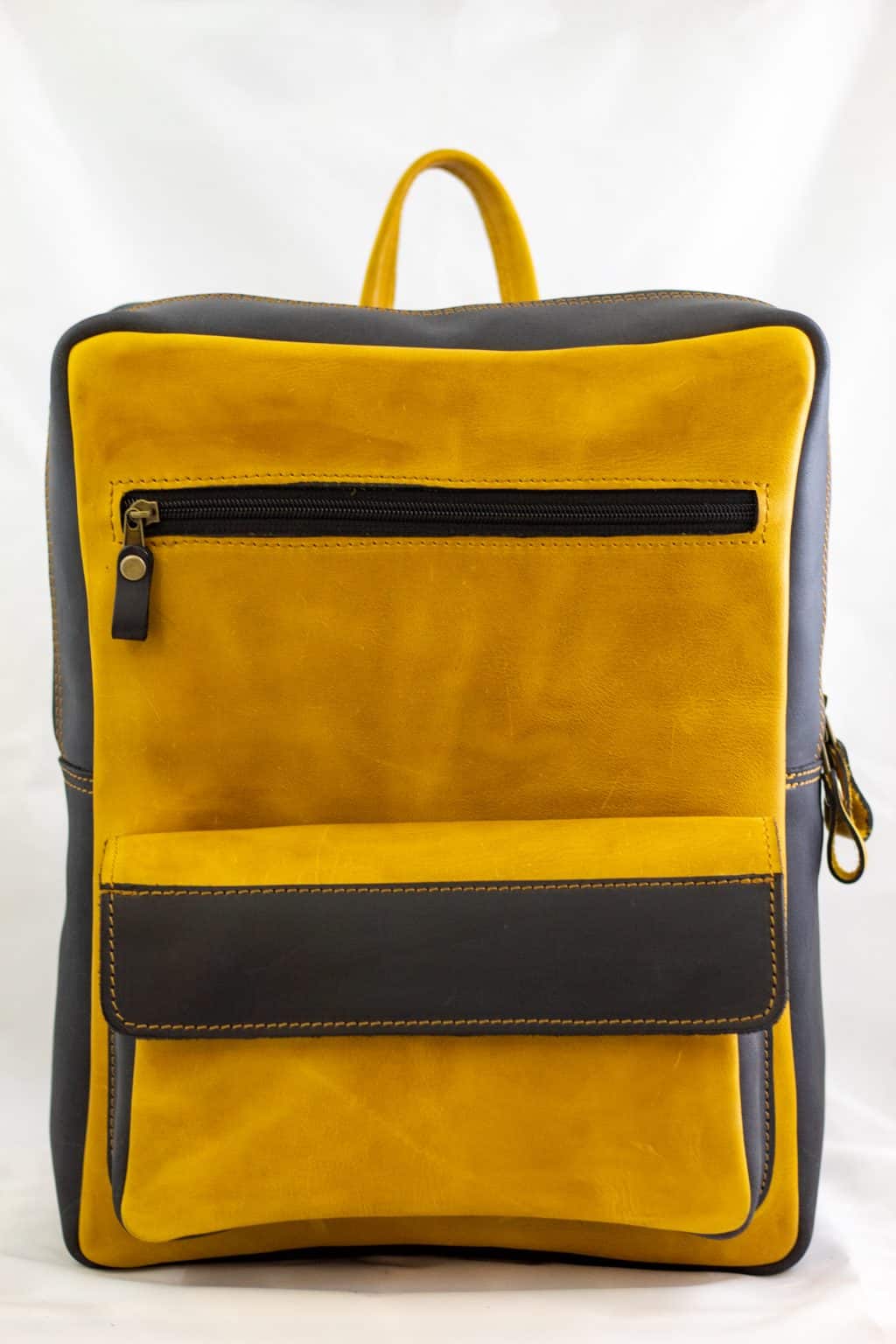 leather back with two colors yellow and brown