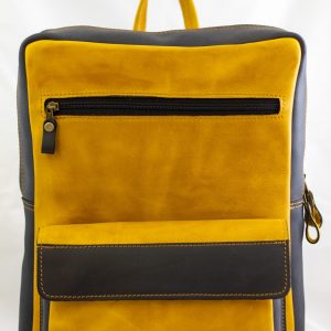 leather back with two colors yellow and brown