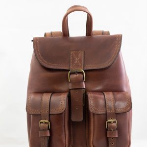 Rucksack Leather Backpack (Small Size / Two Pockets)