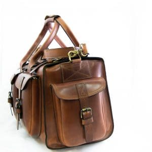 Leather Weekend Bag With Side Pockets