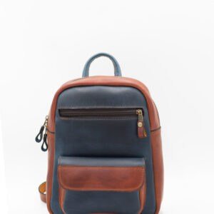 Handmade Leather City Backpack – Blue & Cognac