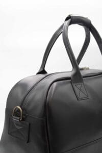 Handmade Leather Weekender Bag Greece – black travel duffel