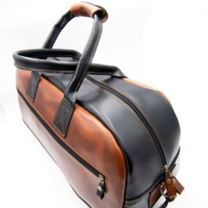 Handmade Leather Weekender Bag with Color Combinations – Cognac & Black
