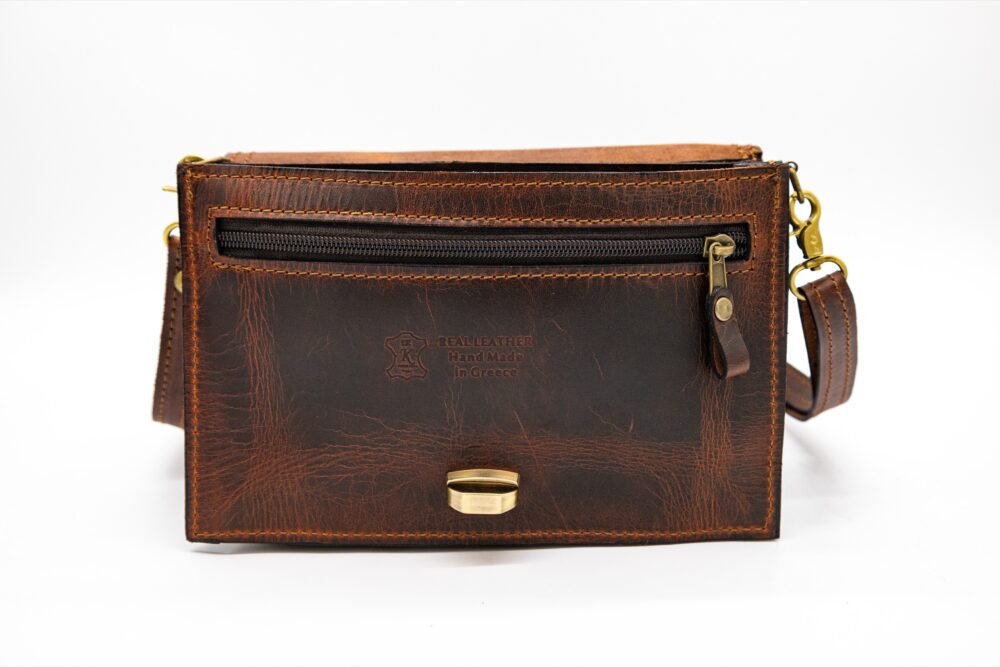 Handmade Leather Messenger Bag – Dark Brown