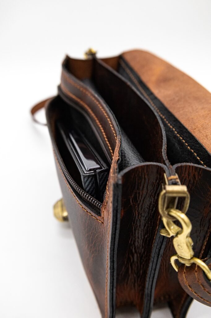Handmade Leather Messenger Bag – Dark Brown