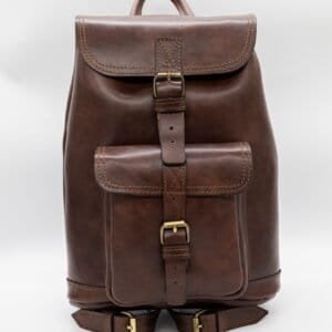 Handmade Leather Rucksack Backpack – Single Pocket – Brown