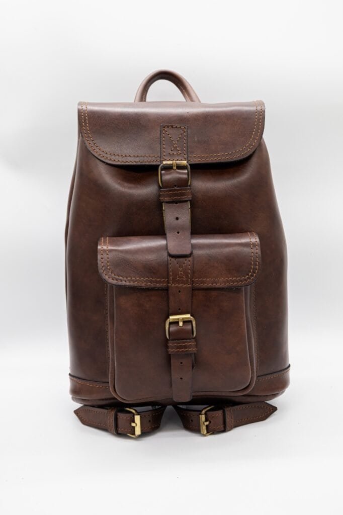 Handmade Leather Rucksack Backpack – Single Pocket – Brown